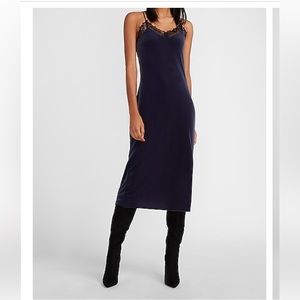 Express Velour Lace Trim Slip Dress